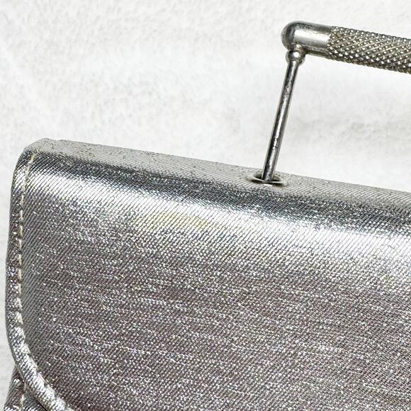 VINTAGE Silver Small Purse Clutch Fancy Evening Bag - Picture 6 of 11